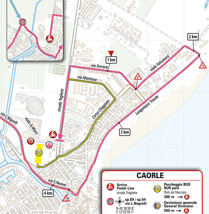 Giro d'Italia 2023 - parcours laatste km etappe 17