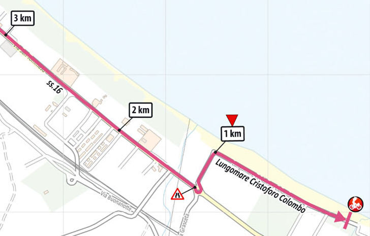 Giro d'Italia 2023 - parcours laatste km etappe 2