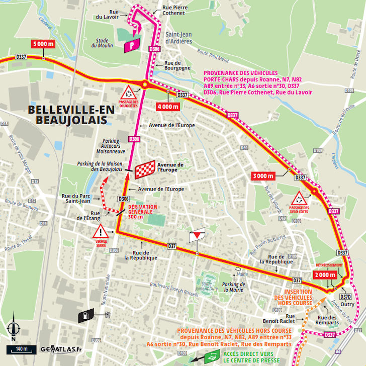 Tour de France 2023 - parcours laatste km etappe 12